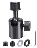 Black ball-head microphone adapter with angle adjustment knob and threaded mount