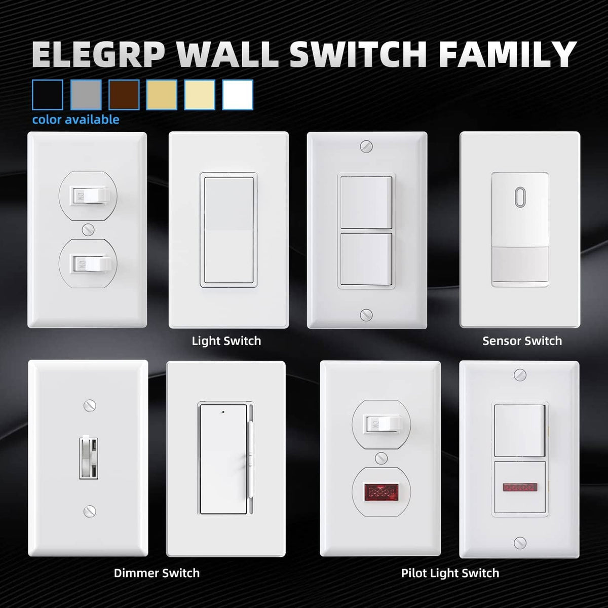Matte white wall light switch with rectangular rocker, shown in matching family