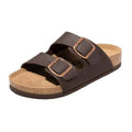 Mocha men's cork slide sandals with two adjustable buckle straps and open toe