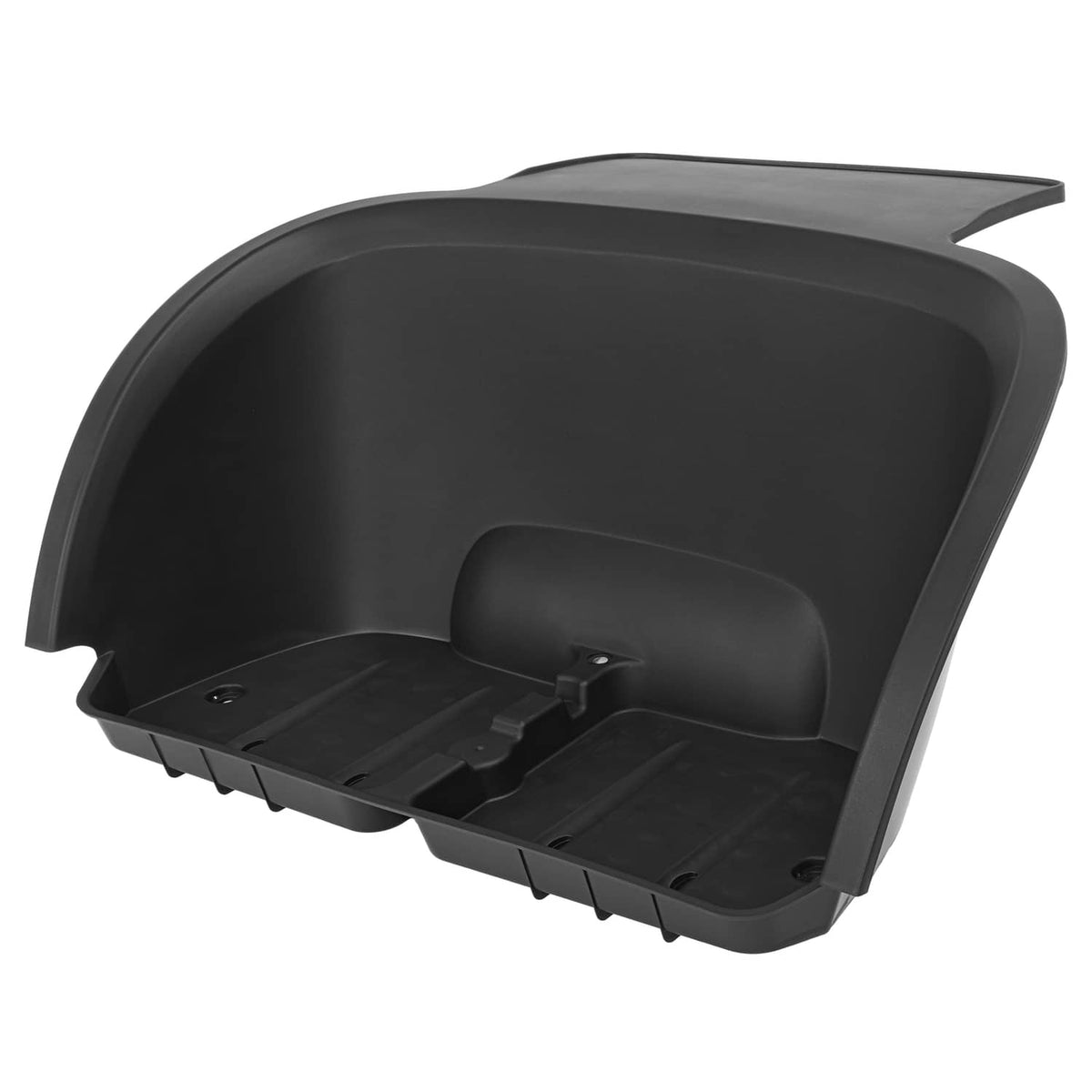 Black rear bagwell cover with curved top panel and molded center handle