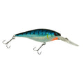 Blue tiger crankbait fishing lure with treble hooks and lifelike painted finish