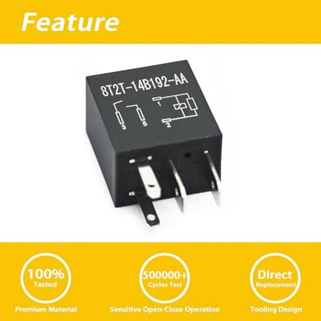 4-pin multi-purpose relay, black housing with schematic marking and front slot terminals