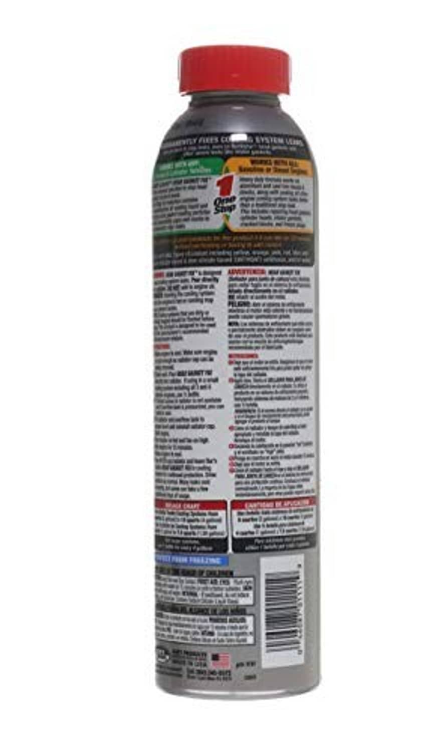 Bar's Leaks head gasket fix bottle with red cap, back label