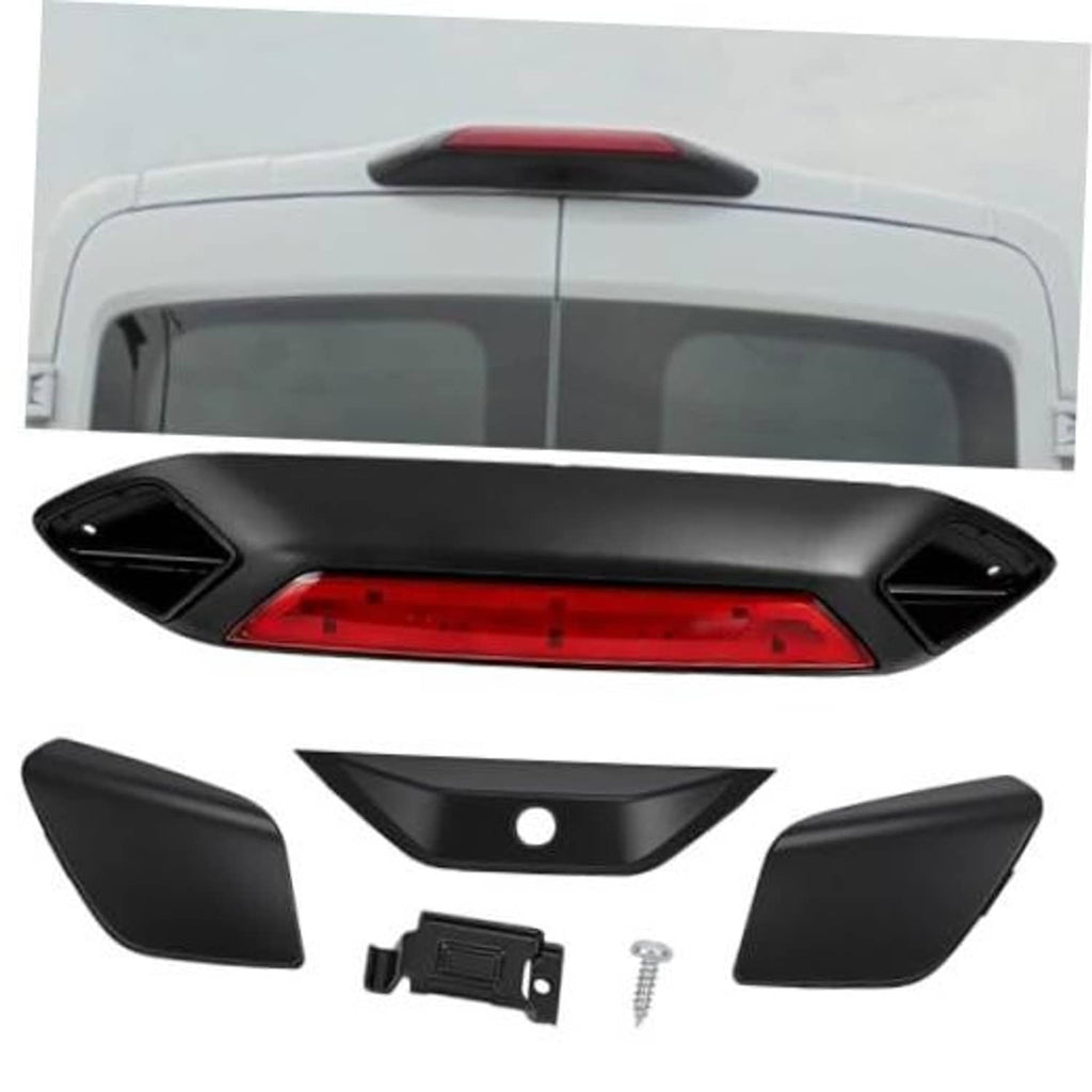 LED third brake light assembly with red lens and black housing, plus mounting hardware