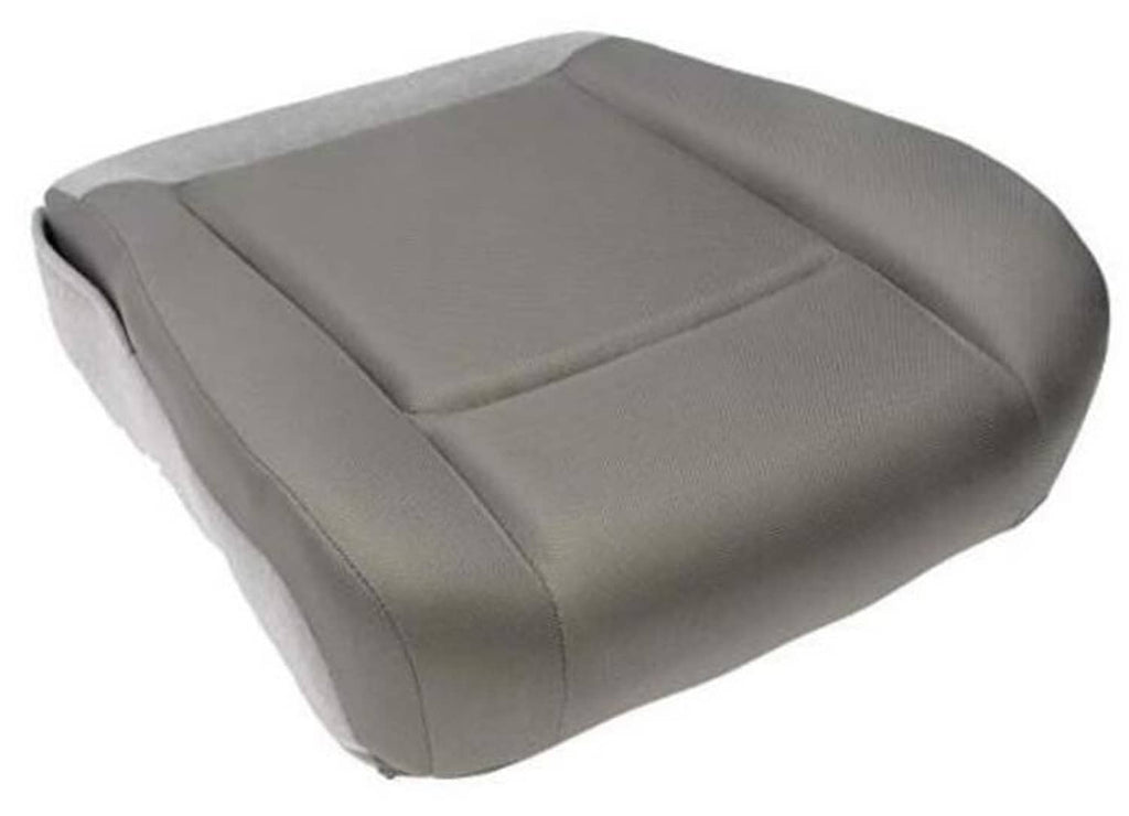 Gray front driver-side seat bottom cushion with stitched contours
