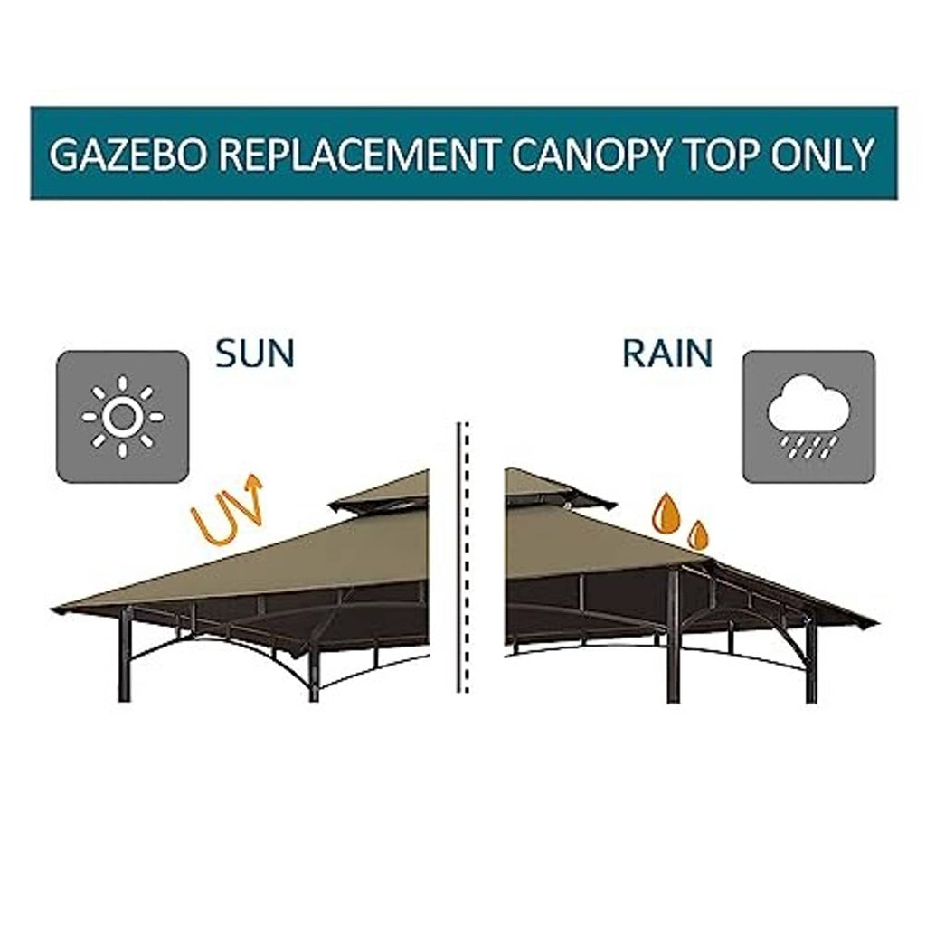 Khaki double-tier gazebo replacement canopy top for sun and rain protection
