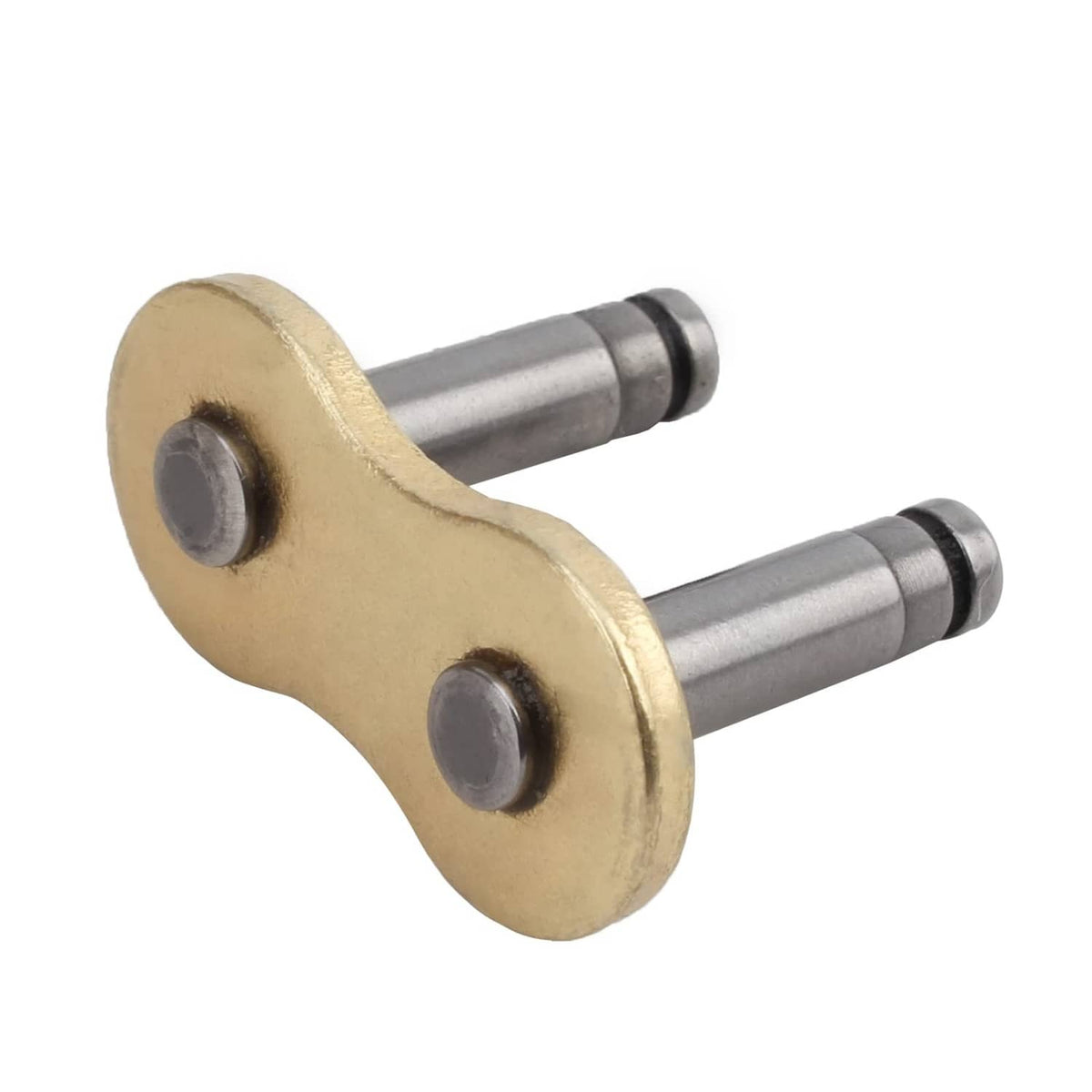 Gold connecting link with two silver pins and oval seal holes