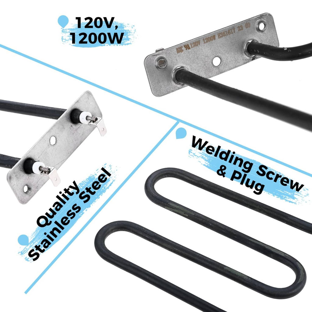 1200W electric smoker heating element with stainless mounting bracket and wires