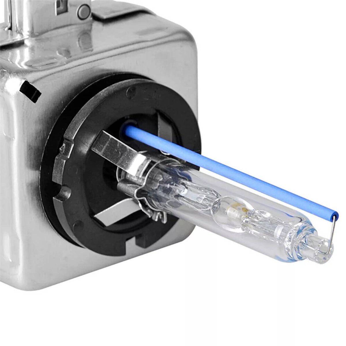 HID xenon headlight bulb with blue inner tube and clear glass capsule