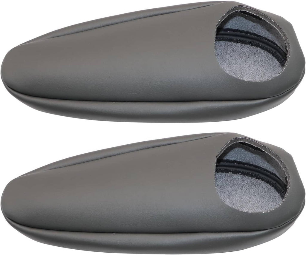 Dark gray leather armrest cover pads with oval side openings
