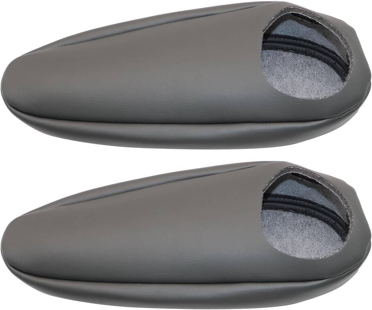 Dark gray leather armrest cover pads with oval side openings