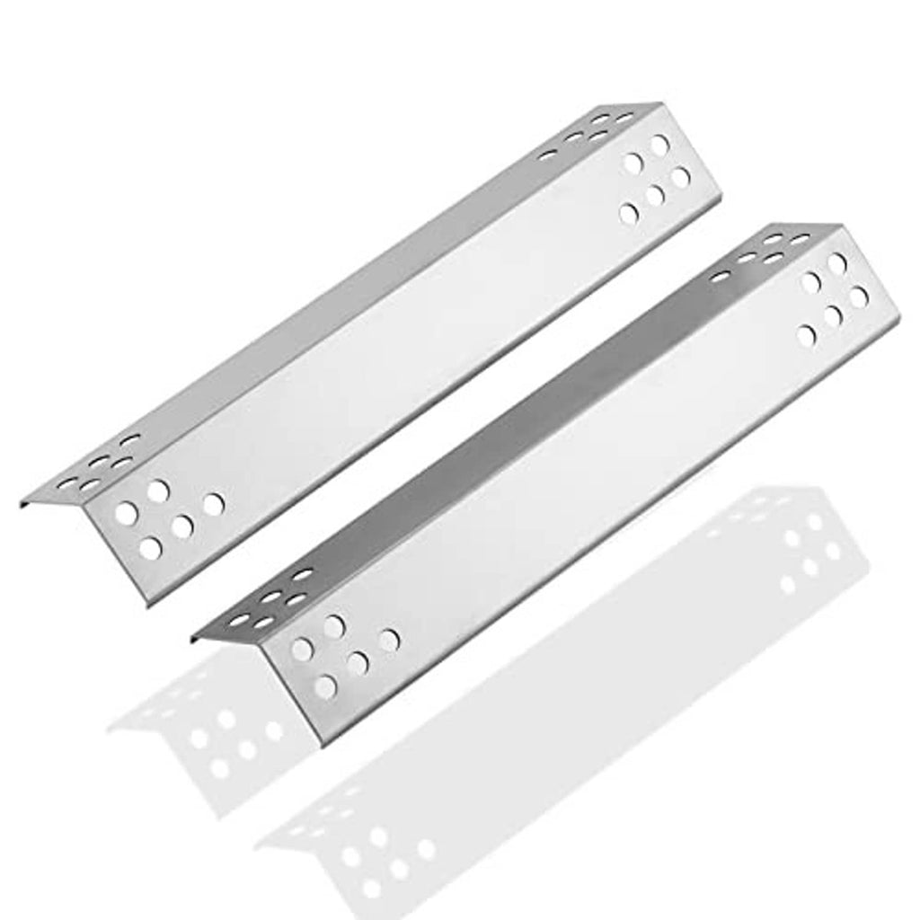 Stainless steel heat plate replacement pair with perforated mounting slots