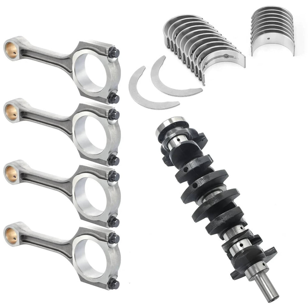 Connecting rods set with bearing caps and fasteners, silver and dark gray metal