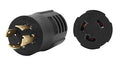 Black 4-prong twist-lock male plug with L14-30P face and brass contact blades