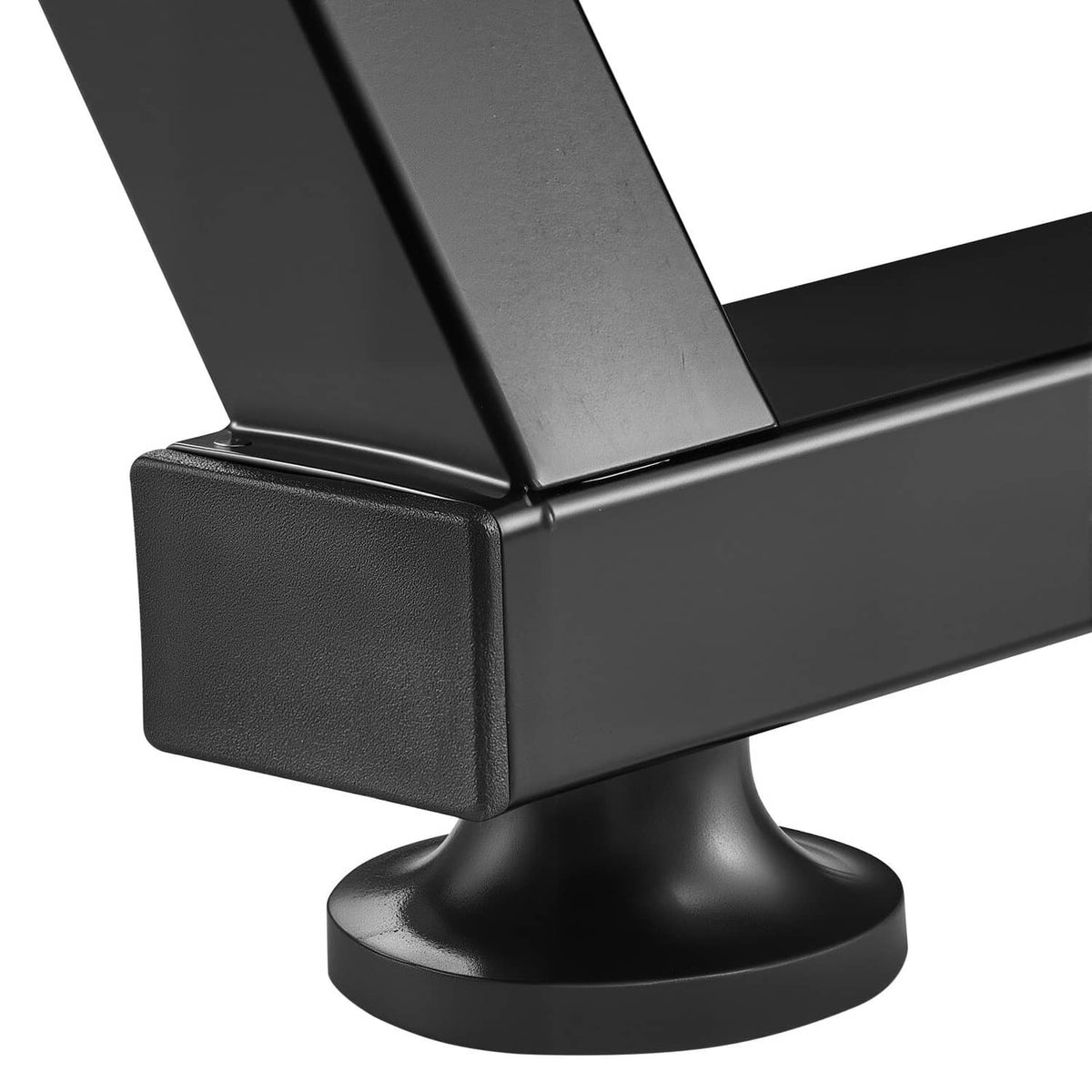 Foldable racing steering wheel stand base, textured black pad on round pivot pedestal