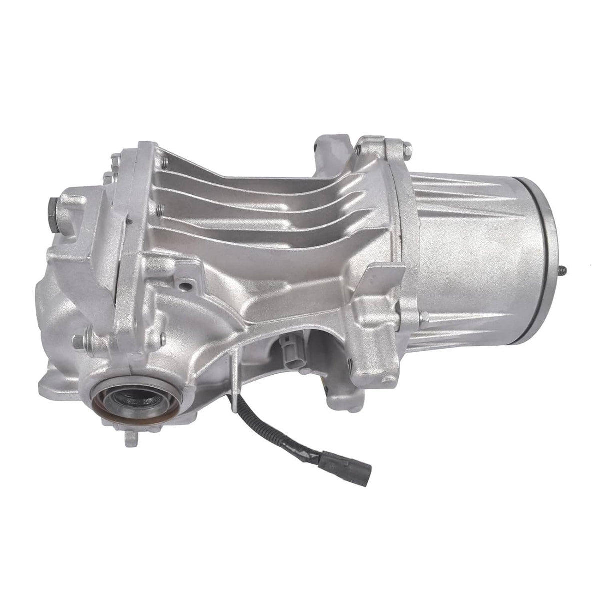 Rear axle differential carrier assembly top view with cylindrical end housing