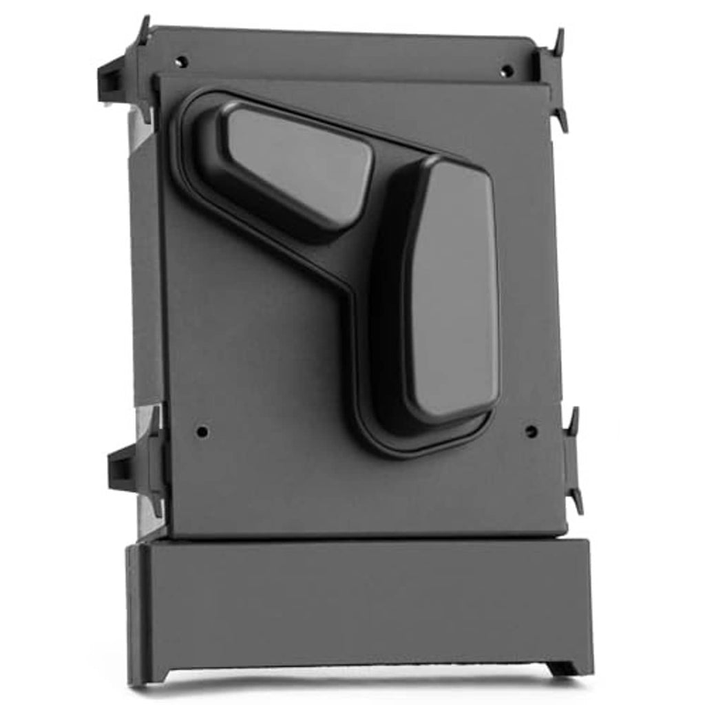 Power seat switch module front face with sculpted rocker switch and dark housing.