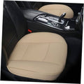 Beige PU leather car seat cover with smooth front panel and stitched seams