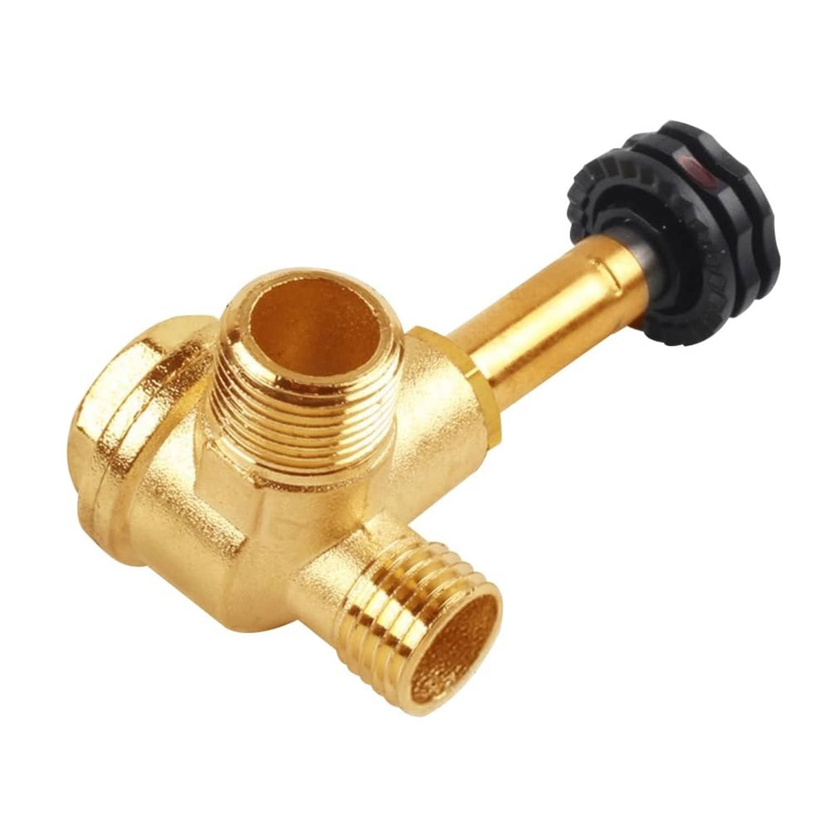 Brass air compressor check valve with threaded connection and black protective cap