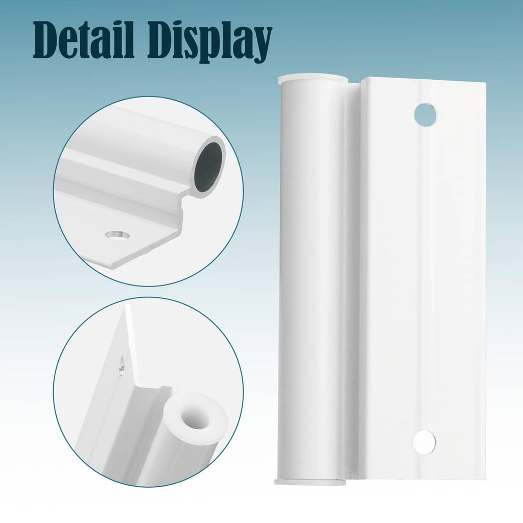 White screen door hinge leaf with side view detail and inner roller bushing