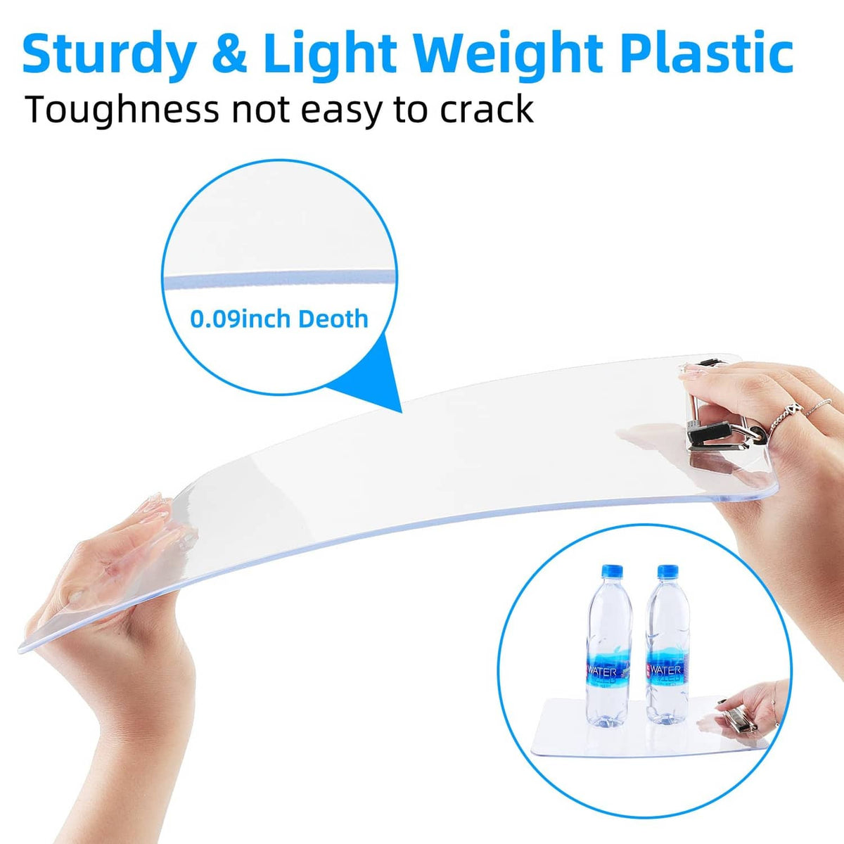 Lightweight clear plastic clipboard with metal clip, slim profile