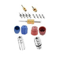 R134a air conditioning valve core kit with remover tools, seal caps, and valve cores