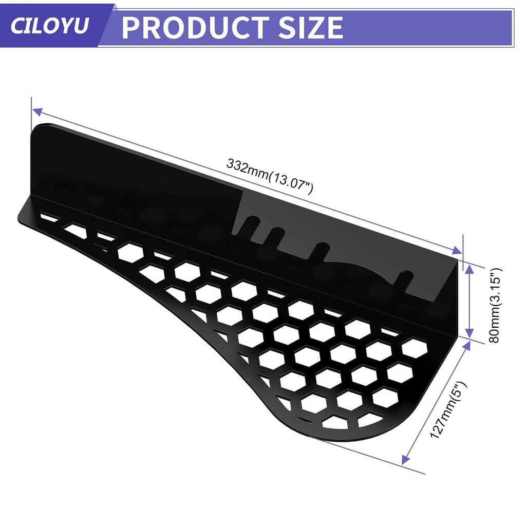 Black mini bike chain guard outline with hex mesh cutouts and side mounting slots