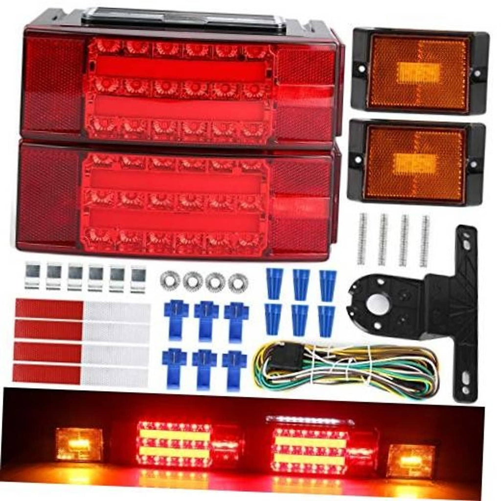 Submersible LED trailer light kit: red tail/brake lenses plus amber turn lamps