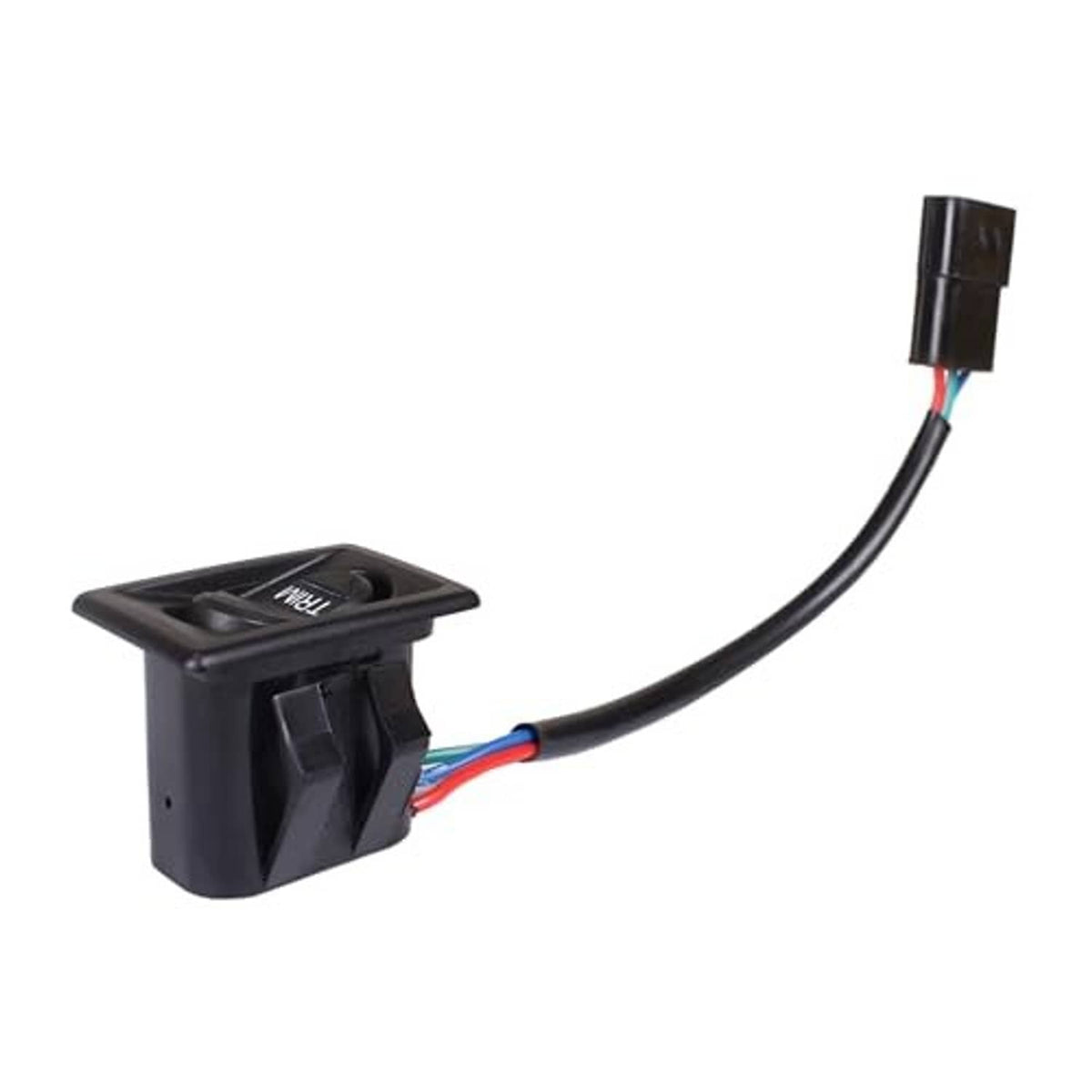 Black connector block with cable and multicolor wire leads