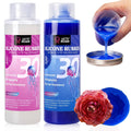 Silicone rubber bottles and blue resin mix with rose-shaped silicone mold