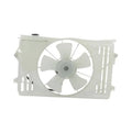 Radiator cooling fan replacement assembly with white fan blades and mounting frame
