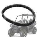 Black toothed drive belt loop for UTV, shown in a circular shape with ribbed edges