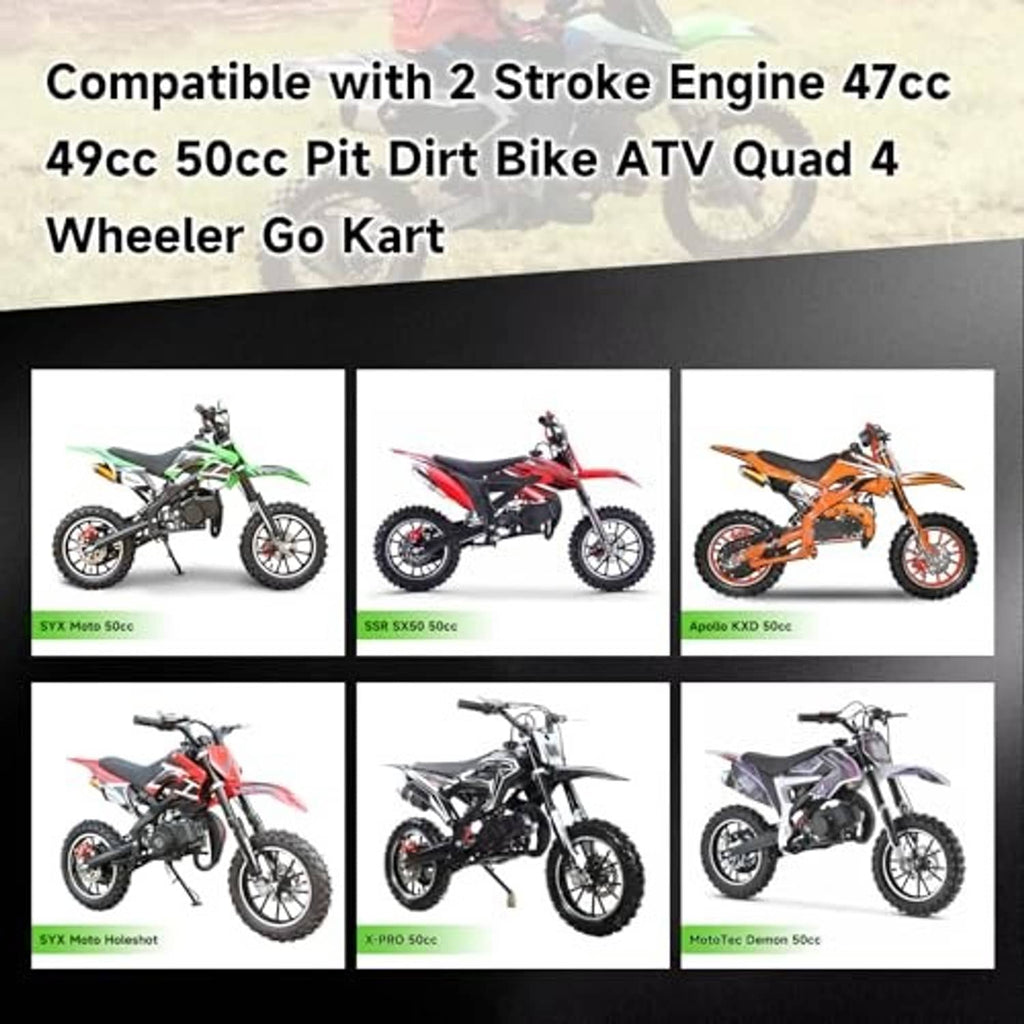 Drive chain compatibility card with illustrated dirt bikes
