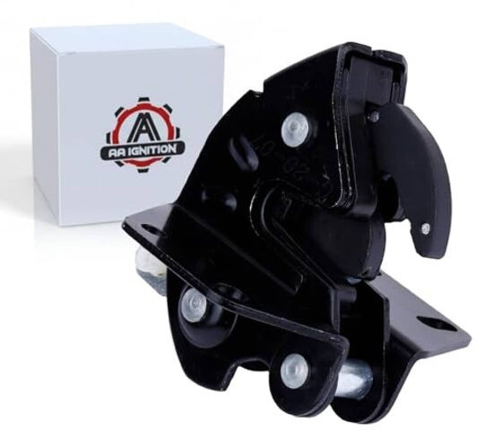 Black rear lower door latch lock assembly with mounting brackets and striker pin