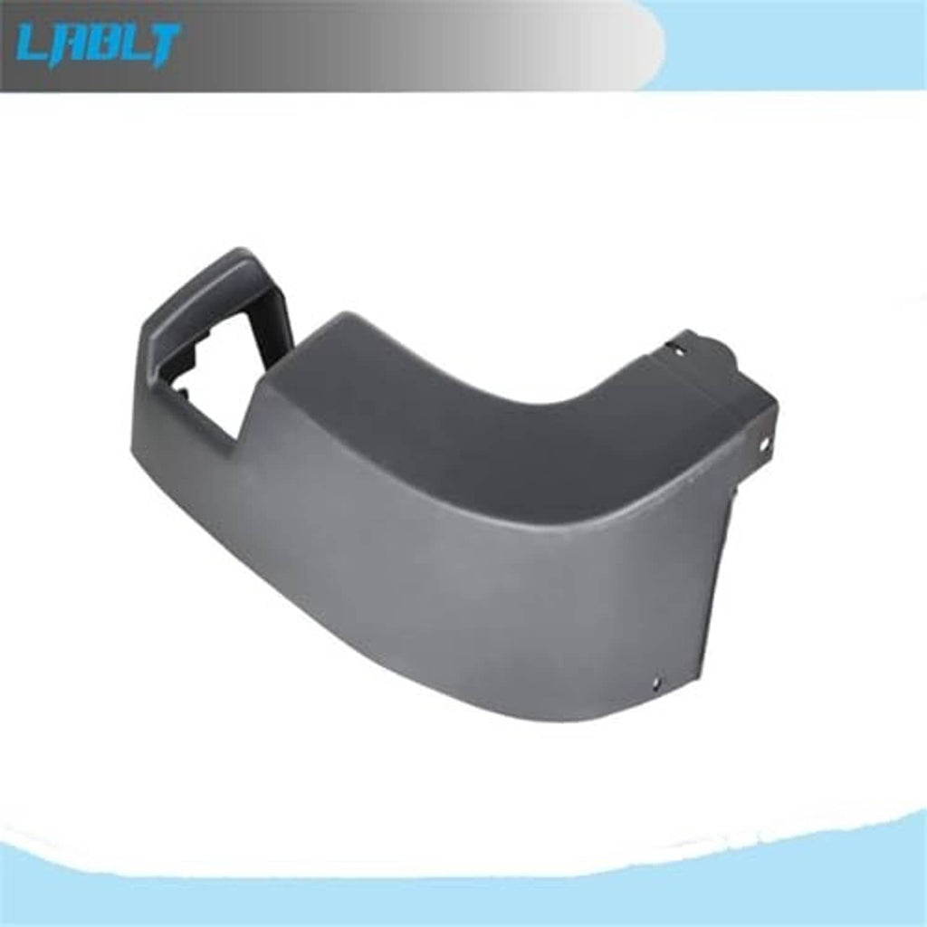 Left rear bumper side end cap cover, dark gray plastic curved edge with bracket