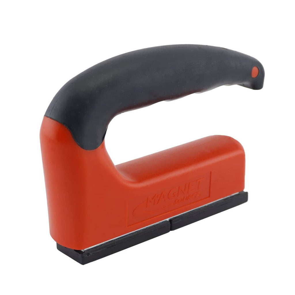 Orange ergonomic handle strong pull magnet with black base and metal contact face