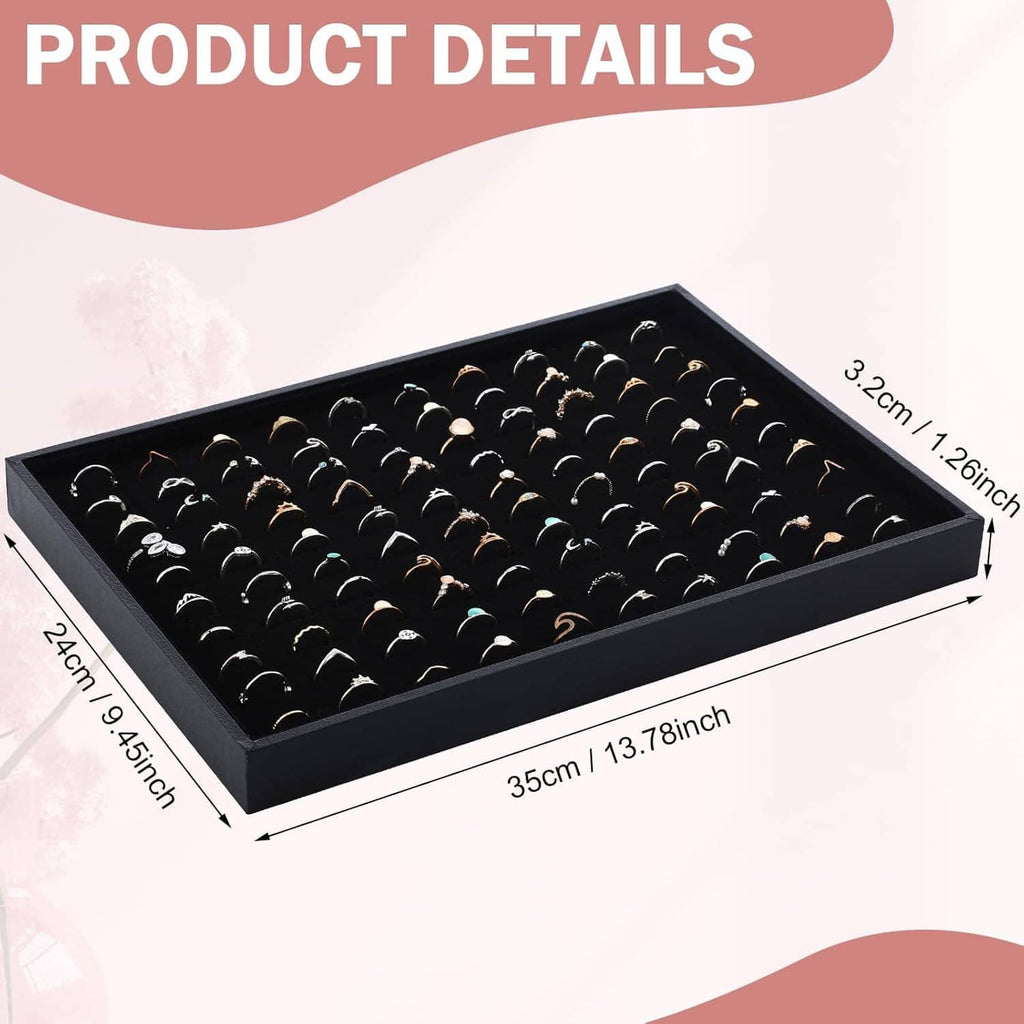 Black velvet-lined ring holder tray insert with 100 ring slots