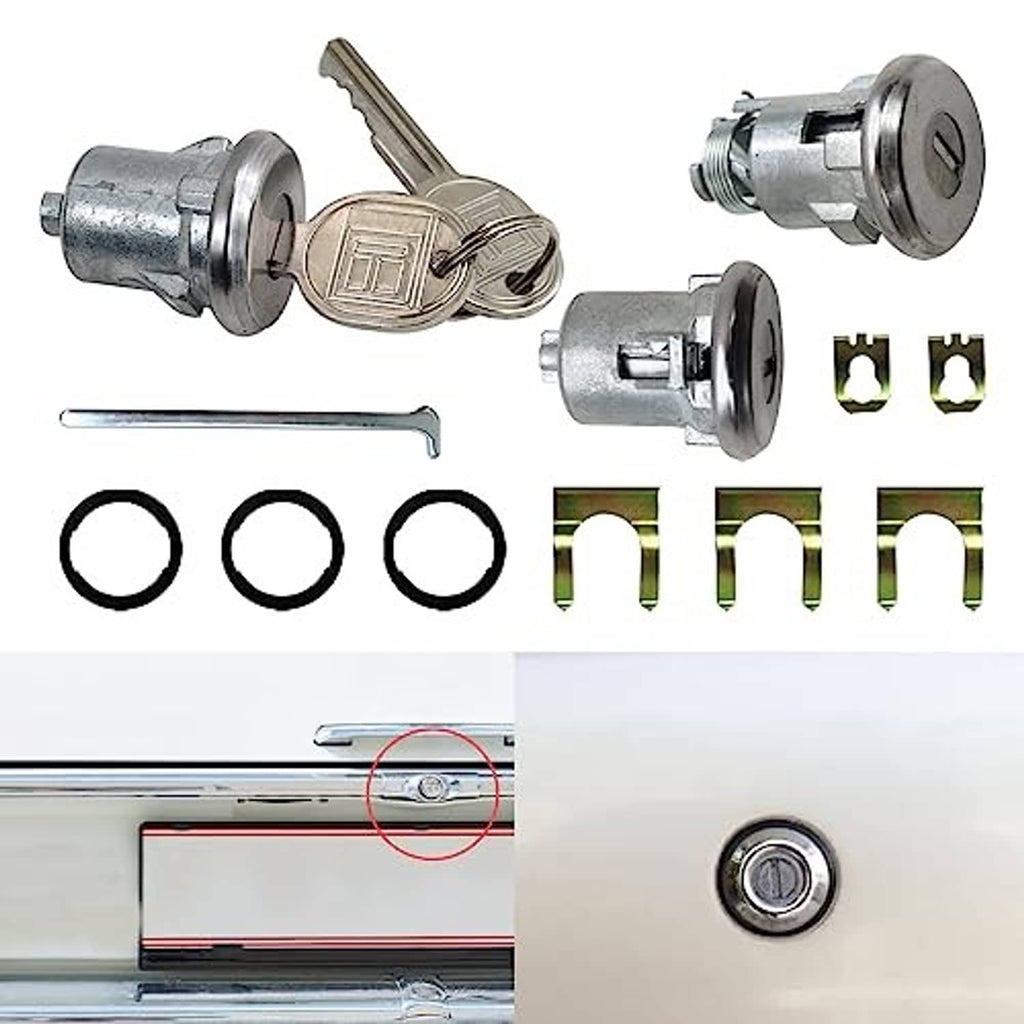 Door lock cylinder key set with lock cylinders, keys, O-rings, and mounting tools
