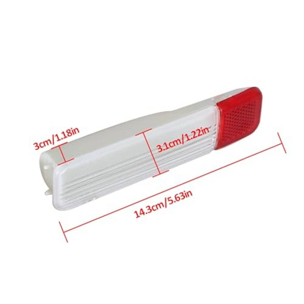 Door reflector light panel replacement, clear body with red reflector end cap (size shown)
