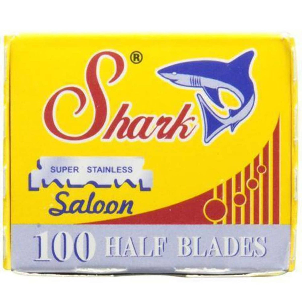 Shark Saloon 100 half blades box, yellow and blue package