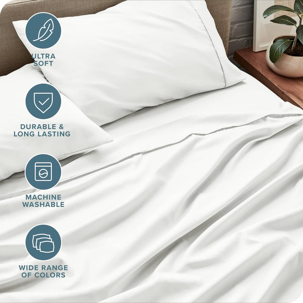 Cream bed sheet set with smooth, long-lasting fabric texture on a bed