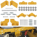 Yellow hydro transmission bracket kit with mounting brackets, bolts, washers, and hardware.