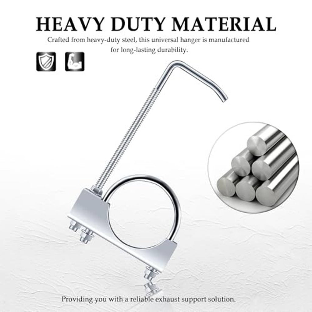 3-inch exhaust hanger clamp with silver steel bracket, curved hook, and coiled threaded rod