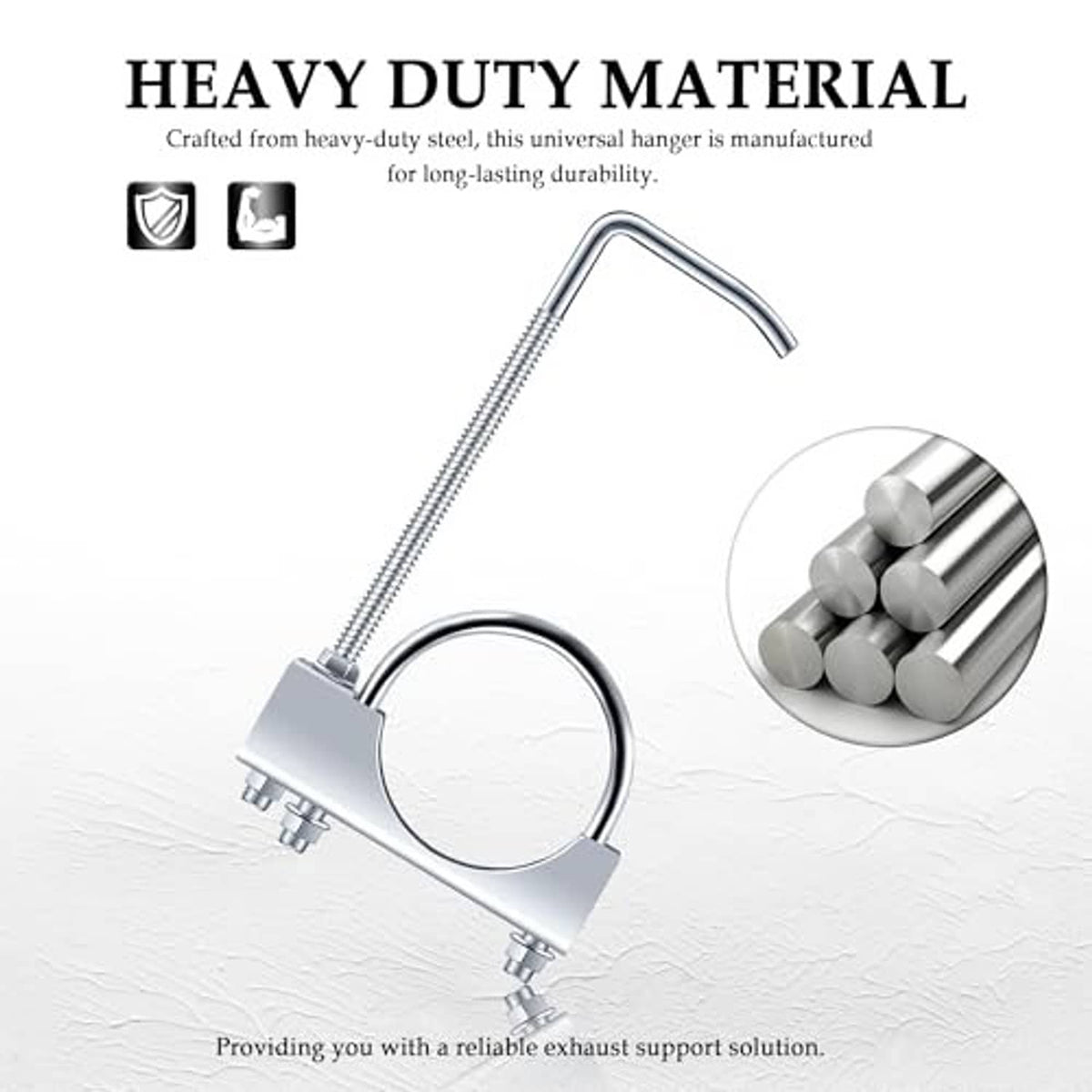 3-inch exhaust hanger clamp with silver steel bracket, curved hook, and coiled threaded rod