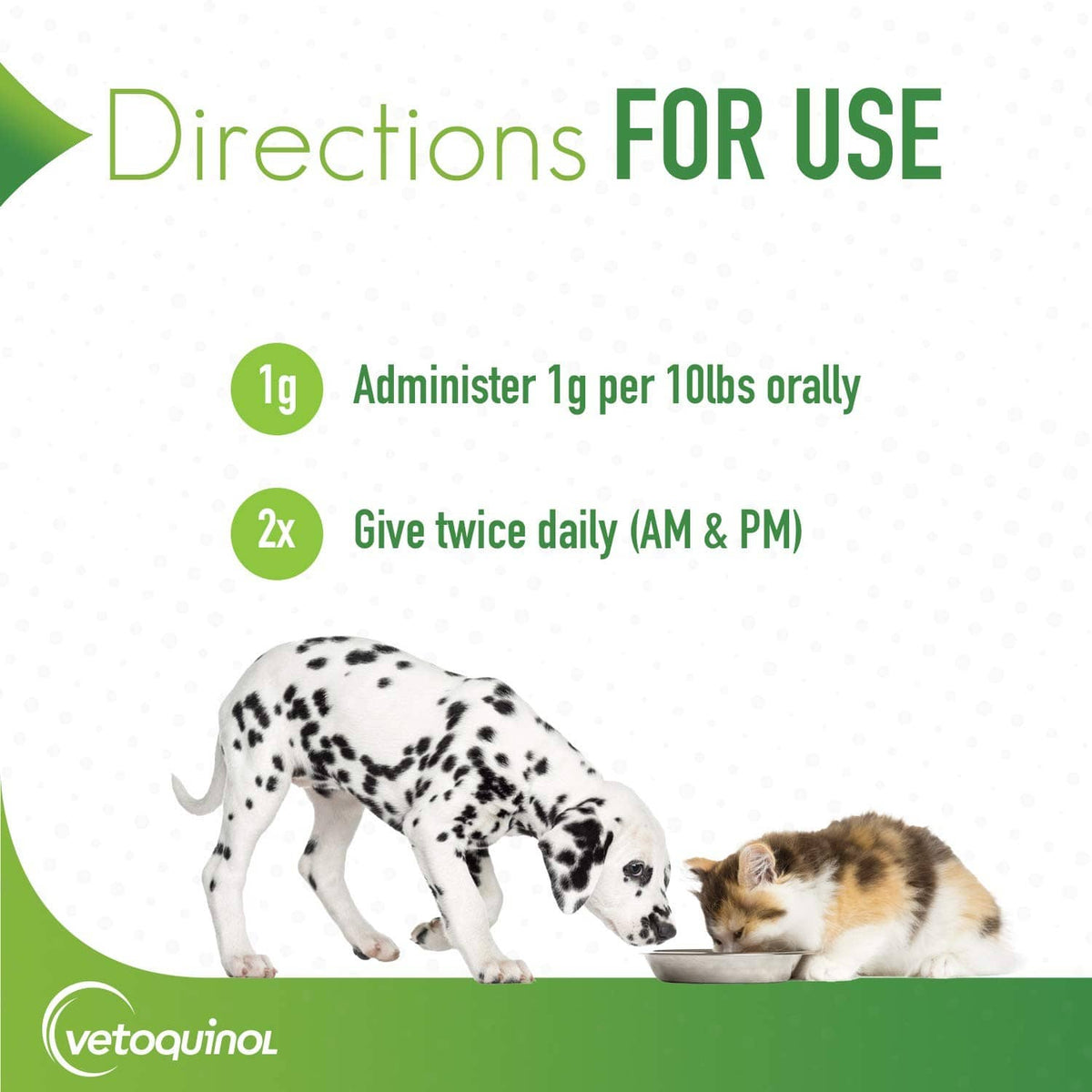 Epakitin 60g oral powder directions panel with dog and cat icons