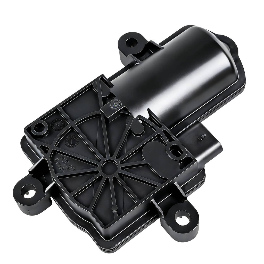 Active exhaust valve actuator with black mounting tabs and silver cylindrical housing