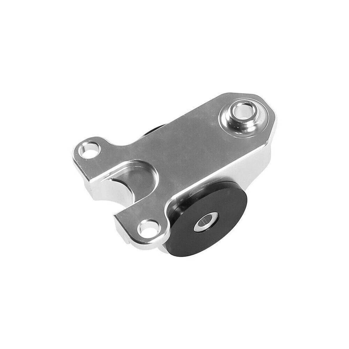 Torque mount bracket with black bushing and silver hardware plate