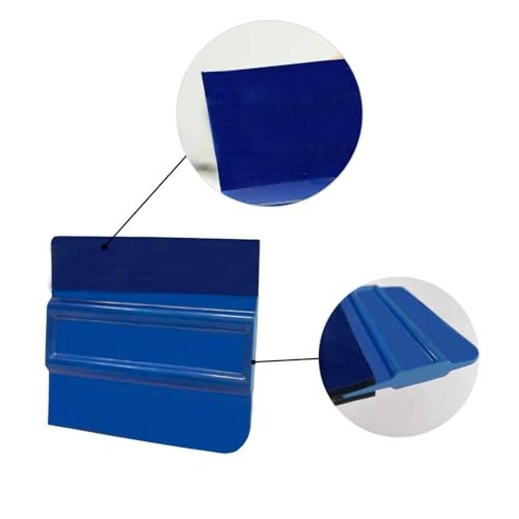 Set of three blue felt squeegees with smooth edge for vinyl wrapping and windows