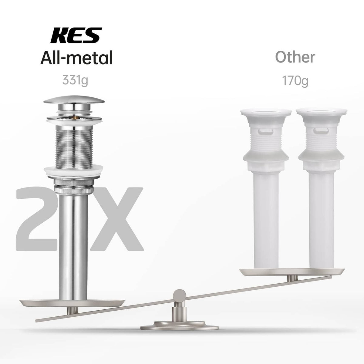Brushed nickel sink pop-up drain with top stopper and two-piece base section