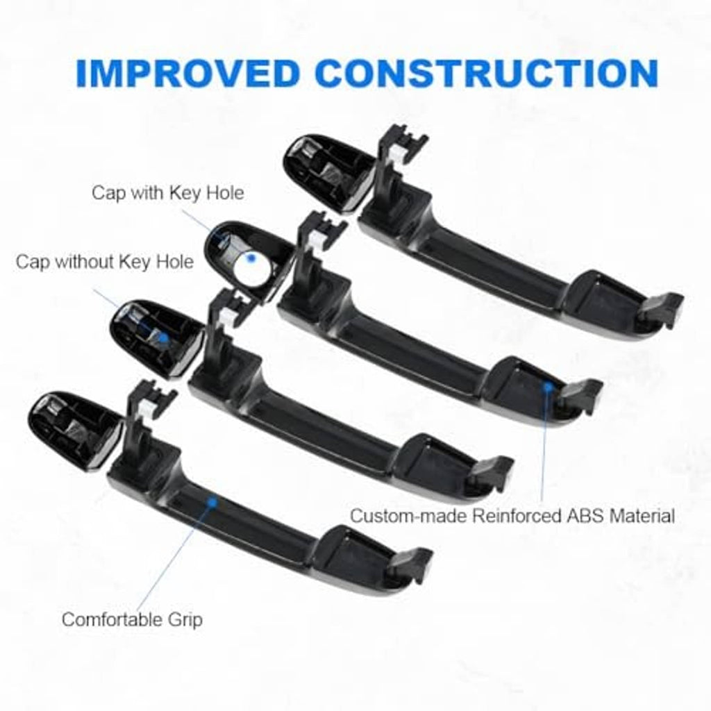 Black exterior door handles with key-hole cap and comfort grip